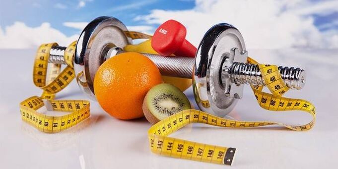 φρούτα και εξοπλισμός απώλειας βάρους